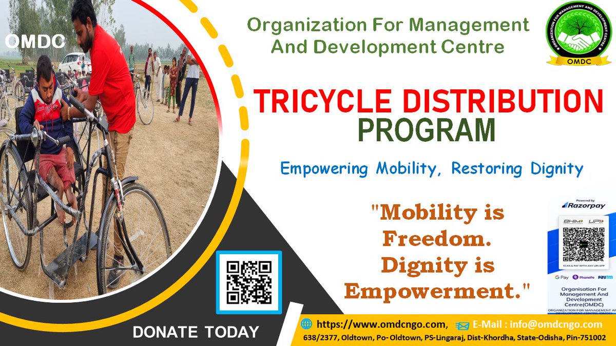 FoundationOmdc's tweet image. 🚲 Tricycle Distribution Program – Empowering Mobility, Restoring Dignity

Helping the differently-abled gain independence through mobility support.

Thousands of people with disabilities struggle daily for basic movement.