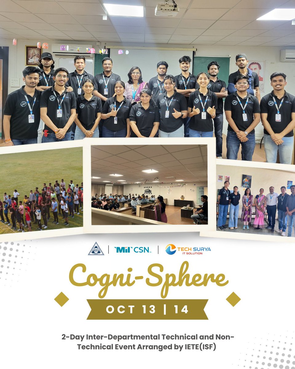 MIT_Updates's tweet image. We’re proud to share that Cogni-Sphere 2025, organized by the IETE Student Forum (ISF), Department of Electronics and Computer Engineering, MIT CSN, was successfully conducted on October 13 &amp;amp; 14, 2025. #mit_csn #CogniSphere2025 #IETEStudentForum #Innovation #Technology