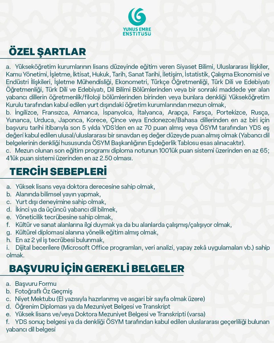 yeeorgtr's tweet photo. 📢 Yunus Emre Enstitüsünün yurt içi ve yurt dışı teşkilatında görevlendirilmek üzere uzman yardımcısı istihdam edilecektir.

🗓️ Son Başvuru: 7 Kasım 2025 saat 18.00’e kadar
📝 Sınav Tarihleri: 1-5 Aralık 2025 
🔗 Başvuru formu: https://t.co/zGBIryKwV8

#YunusEmreEnstitüsü #YunusEmreVakfı