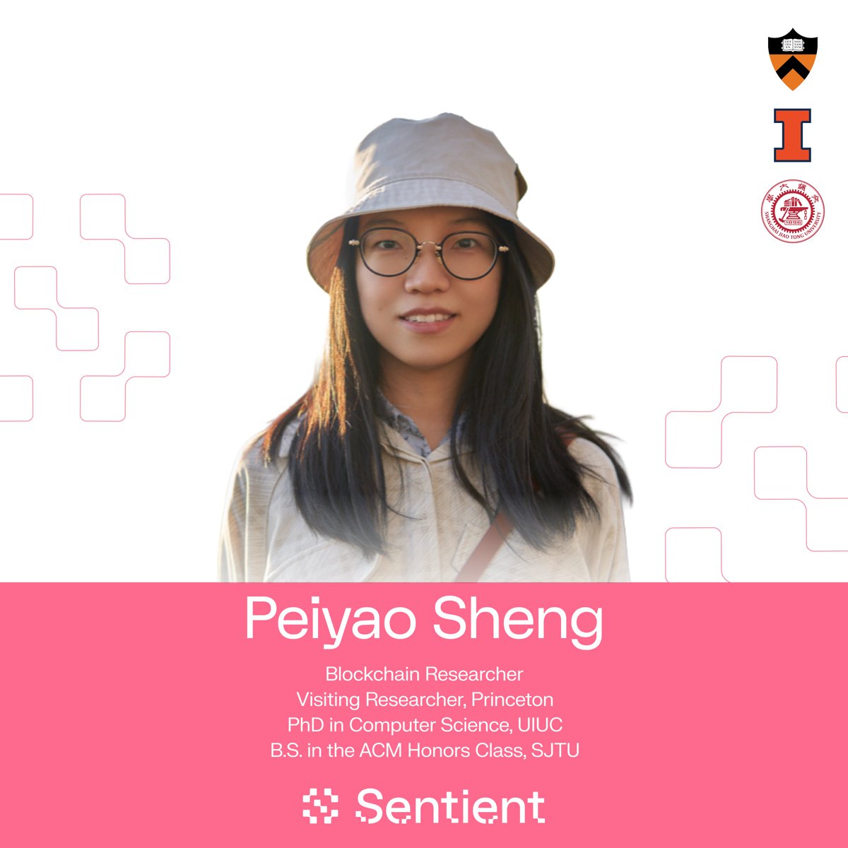 Sentient (@sentientagi) on Twitter photo SENTIENT RESEARCHER SPOTLIGHT: Peiyao Sheng
Peiyao earned her PhD in Computer Science at UIUC advised by Pramod Viswanath, was a visiting researcher at Princeton, and previously studied in the ACM Honors Class at Shanghai Jiao Tong University.
One of our earliest researchers on SENTIENT RESEARCHER SPOTLIGHT: Peiyao Sheng
Peiyao earned her PhD in Computer Science at UIUC advised by Pramod Viswanath, was a visiting researcher at Princeton, and previously studied in the ACM Honors Class at Shanghai Jiao Tong University.
One of our earliest researchers on