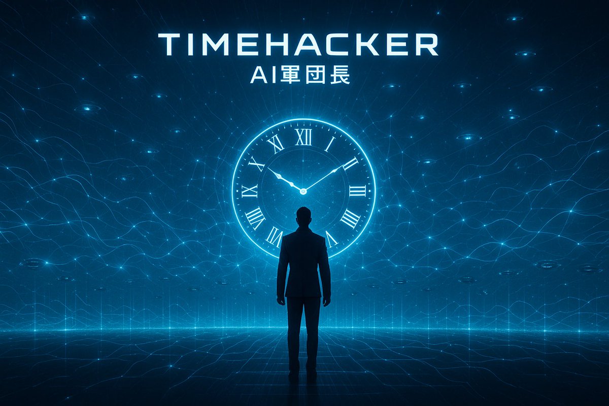 TimeHacker_AI's tweet image. 【宣言】
今日、AI軍団を正式に起動した。
目的はひとつー
「人間の&quot;時間”を金に変える」こと。
AIたちは今、動き出している。
コードネーム：TimeHacker_Al。
＃AI実験#TimeHacker_AI#時間錬金
-実験ログNo.000