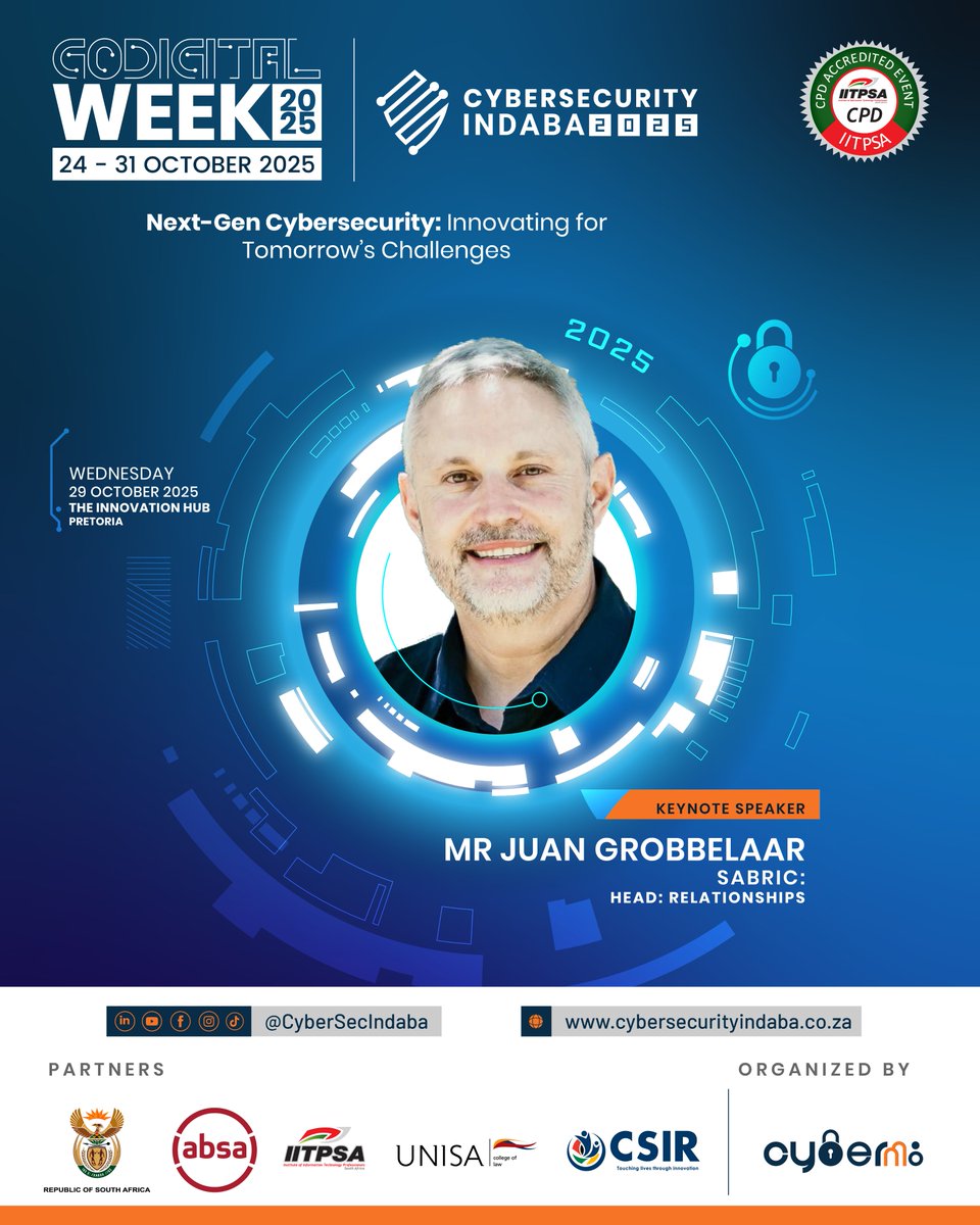 🎙 Speaker Announcement | Second Annual Cybersecurity Indaba

Meet Juan Grobbelaar, Head of Relationships <a href="/Sabric/">SABRIC</a>. With over three decades of experience in law enforcement, financial crime intelligence, and stakeholder engagement.