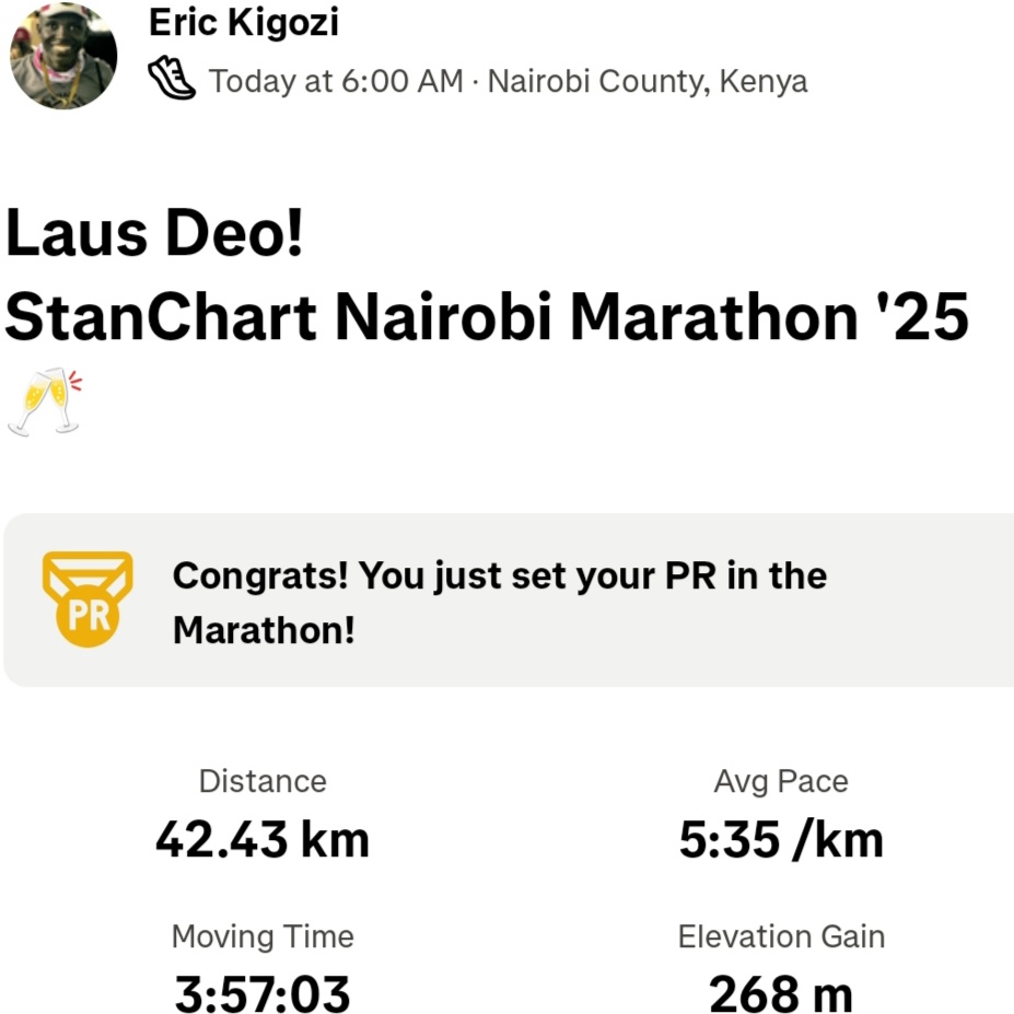 GabrielJosephK's tweet image. Thank you @StanChartKE
 for hosting an incredible #StanChartNairobiMarathon! So grateful for the amazing organization and support that helped me achieve a sub-4 PR of 3h 57m!  Huge props to the #RunningCommunity and the vibrant Nairobi spirit! #MarathonPride