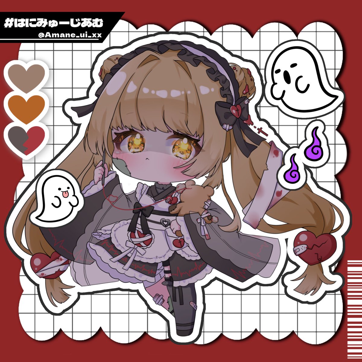 👻

#はにみゅーじあむ 
#ミニキャライラスト
#ハロウィンイラスト2025