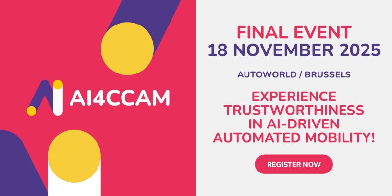 #CCAM. The <a href="/ai4ccam/">ai4ccam</a> final event agenda is now online! 🚀 😎

📌Trustworthy #AI and user acceptance
📌Interactive demos and VR experiences
📌CCAM deployment challenges
📌Network with key representatives from #AI, CCAM, and #mobility innovation ecosystems

tinyurl.com/y6shfsjm
