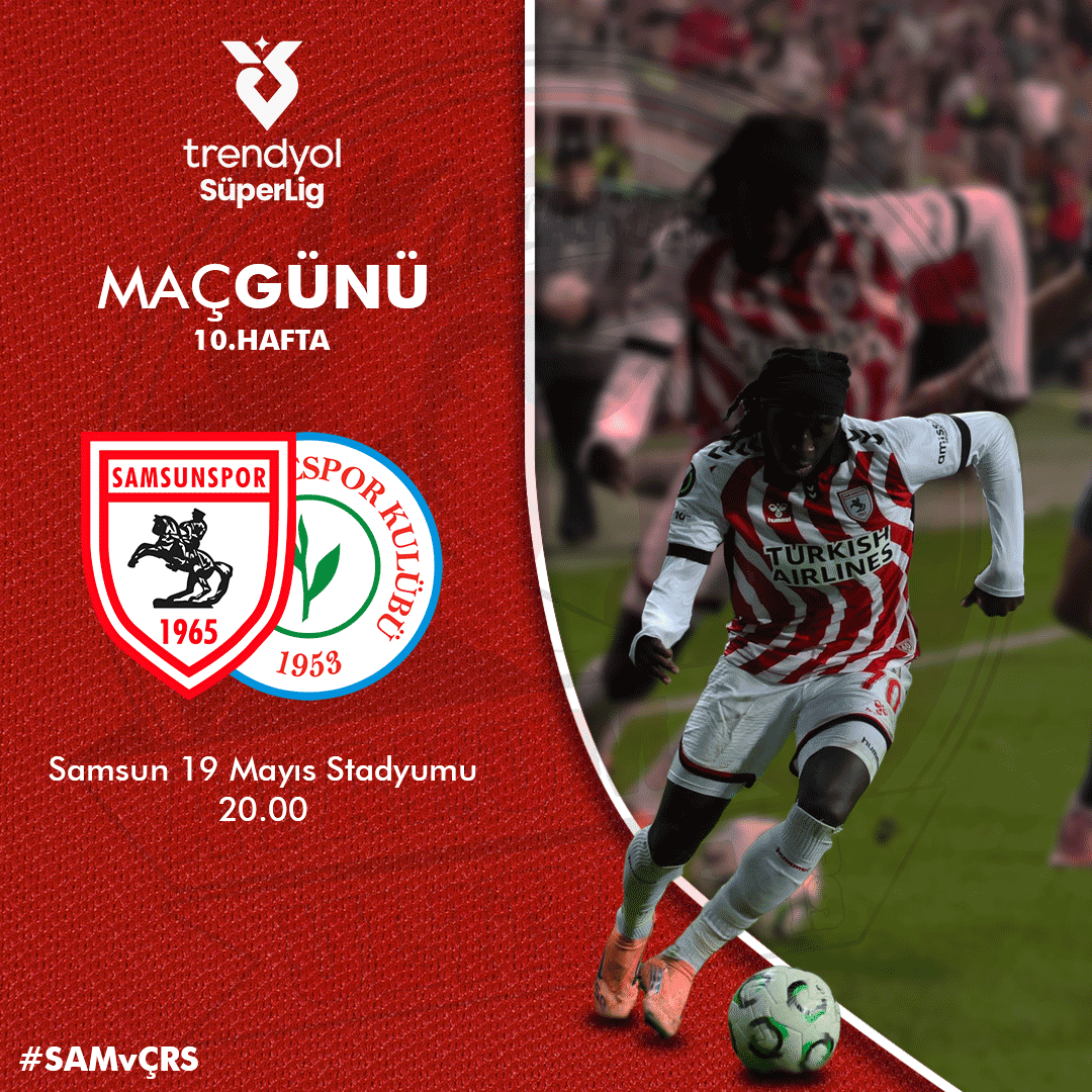 AtakumUltras's tweet photo. MAÇ GÜNÜ!🔥

🏆Trendyol Süper Lig 10. Hafta
🆚Samsunspor’umuz - Ç. Rizespor
🏟️Samsun 19 Mayıs Stadyumu
🕔20.00

#SAMvÇRS #Samsunspor #AtakumUltras https://t.co/dUlC3WcWpG