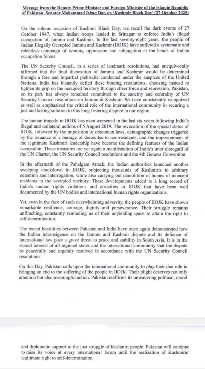 Messages from Pakistani leadership on #KashmirBlackDay

<a href="/PkPublicDiplo/">Public Diplomacy Pakistan</a> <a href="/ForeignOfficePk/">Ministry of Foreign Affairs - Pakistan</a> <a href="/epwing_official/">External Publicity Wing</a>