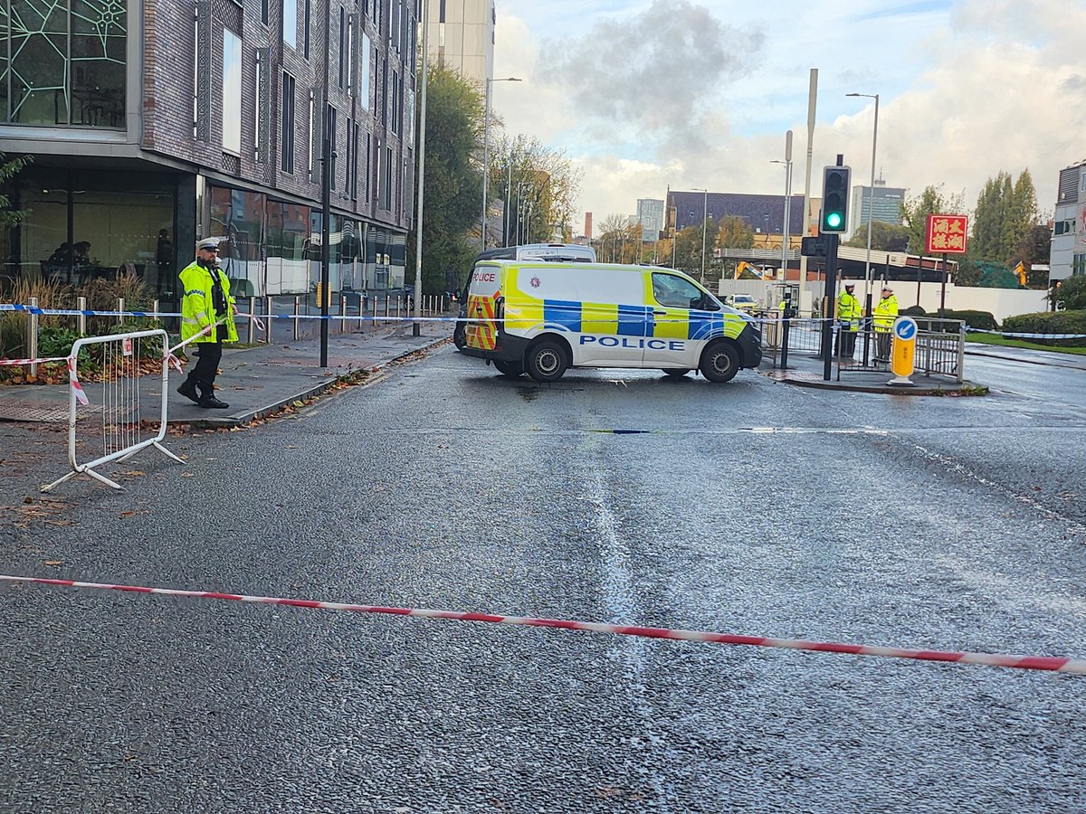 Im in Manchester city centre where a massive police cordon is currently in place after a pedestrian was struck by a vehicle