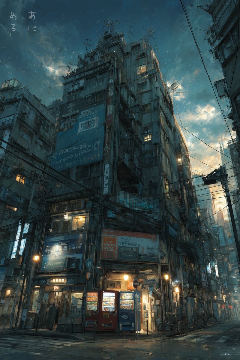 Japan has a lot of vending machines, and you can often see their lights illuminating the roads at night.