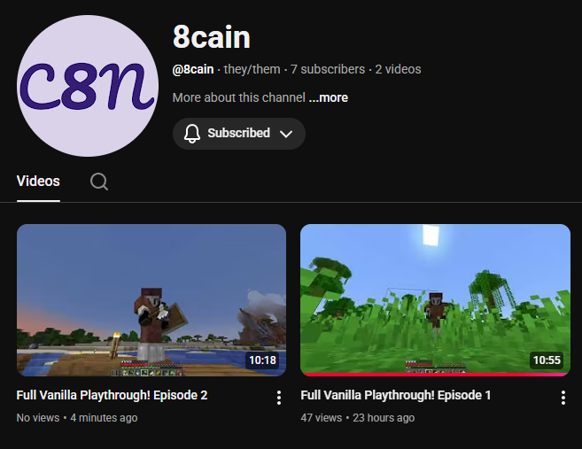 divydend's tweet photo. i found this interesting channeI documenting a fuII vaniIIa pIaythrough, normaIIy i'd just skip but something feIt kinda off whiIe i was watching the videos.

it does seem Iike their pIaythrough is onIy beginning, so i think more episodes wiII be added Iater on! https://t.co/V60CM7GGS3