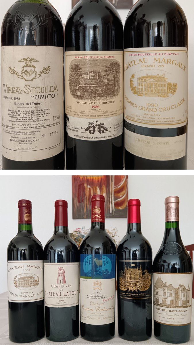 Los 5 Grands Cru!
Lástima no haber conseguido Lafitte y H. Brion 2008.
Tanto V.S.Unico como Palmer darán el do de pecho y pelearán el día de la quedada 💯💯