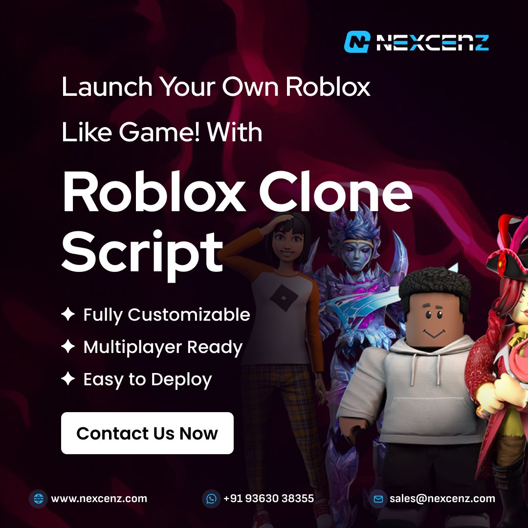 nexcenz's tweet image. Build your own #gaming universe with our #RobloxCloneScript.Create,play &amp;amp; monetize immersive virtual worlds with advanced features &amp;amp; stunning #3D gameplay experiences

Get Free Demo-nexcenz.com/roblox-clone-s…

#gamedeveloper #iGaming #Web3Gaming #CryptoGaming #BlockchainGaming #web3