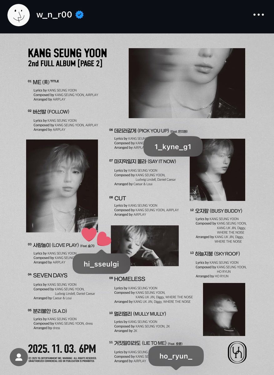 ซึลกิ #SEULGI จะร่วมคอลแลปเพลง 사랑놀이 'LOVE PLAY' ในอัลบั้มเต็มที่ 2 'KANG SEUNG YOON' 2nd FULL ALBUM [PAGE 2] ของคุณคังซึงยุน WINNER 

โดยเพลงและอัลบั้มจะปล่อยออกมาในวันที่ 3 พฤศจิกายน 2025 เวลา 16.00 น. (🇹🇭) ค่ะ

เป็นการคอลแลประหว่าง YG x SM!!!

#슬기 <a href="/RVsmtown/">Red Velvet</a>