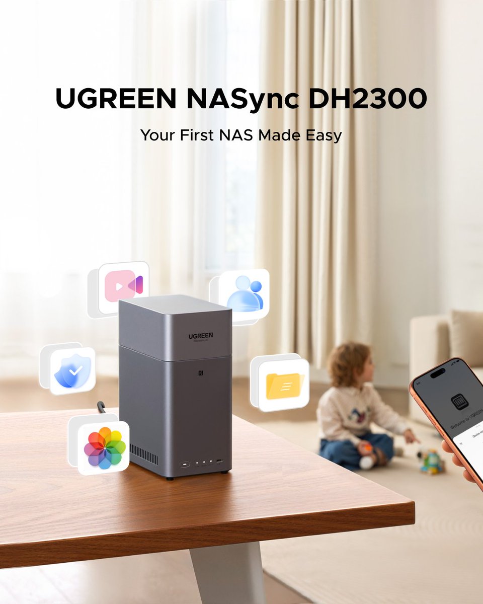 UGREENOfficial's tweet image. (1/2) Your first NAS made easy!
The #UGREEN #NASync DH2300 is the perfect first #NAS. With a max storage capacity of 60 TB, support for RAID, and UGREEN&apos;s easy to use app and UGOS Pro operating system this is the perfect entry point to network attached storage
#tech #EarlyBird
