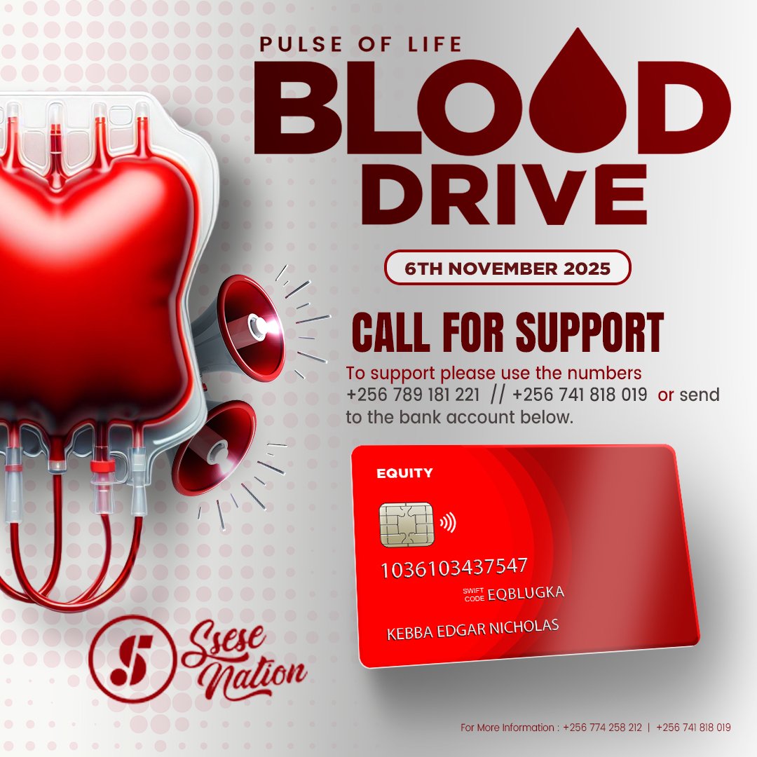 There is nothing too little to give for this cause and we will appreciate all the help we can get.

Feel free to donate, volunteer or even sign up as an donor for planning purposes by hitting up the numbers below or sending a DM to <a href="/SseseNation/">Ssese Nation</a> 🙏🏿 . #PulseOfLife