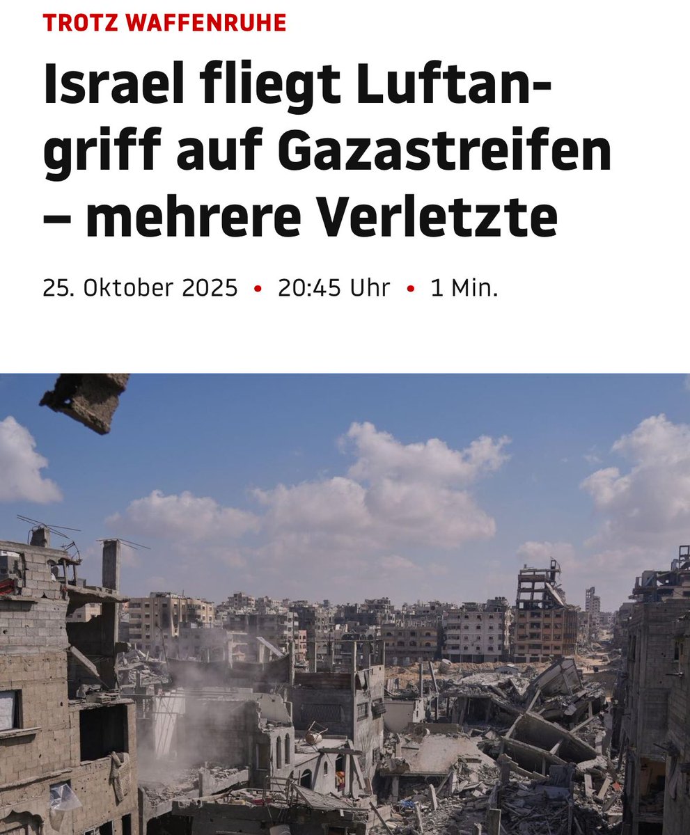 Wieder hat die israelische Besatzung ihre historische Opferrolle politisch instrumentalisiert. 

Viele Deutsche glaubten aufrichtig, dass die Freilassung der Geiseln endlich Frieden bringen würde. 

Doch die Realität sieht so aus:

#NieWiederStaatsräson
#GemeinsamGegenGenozid