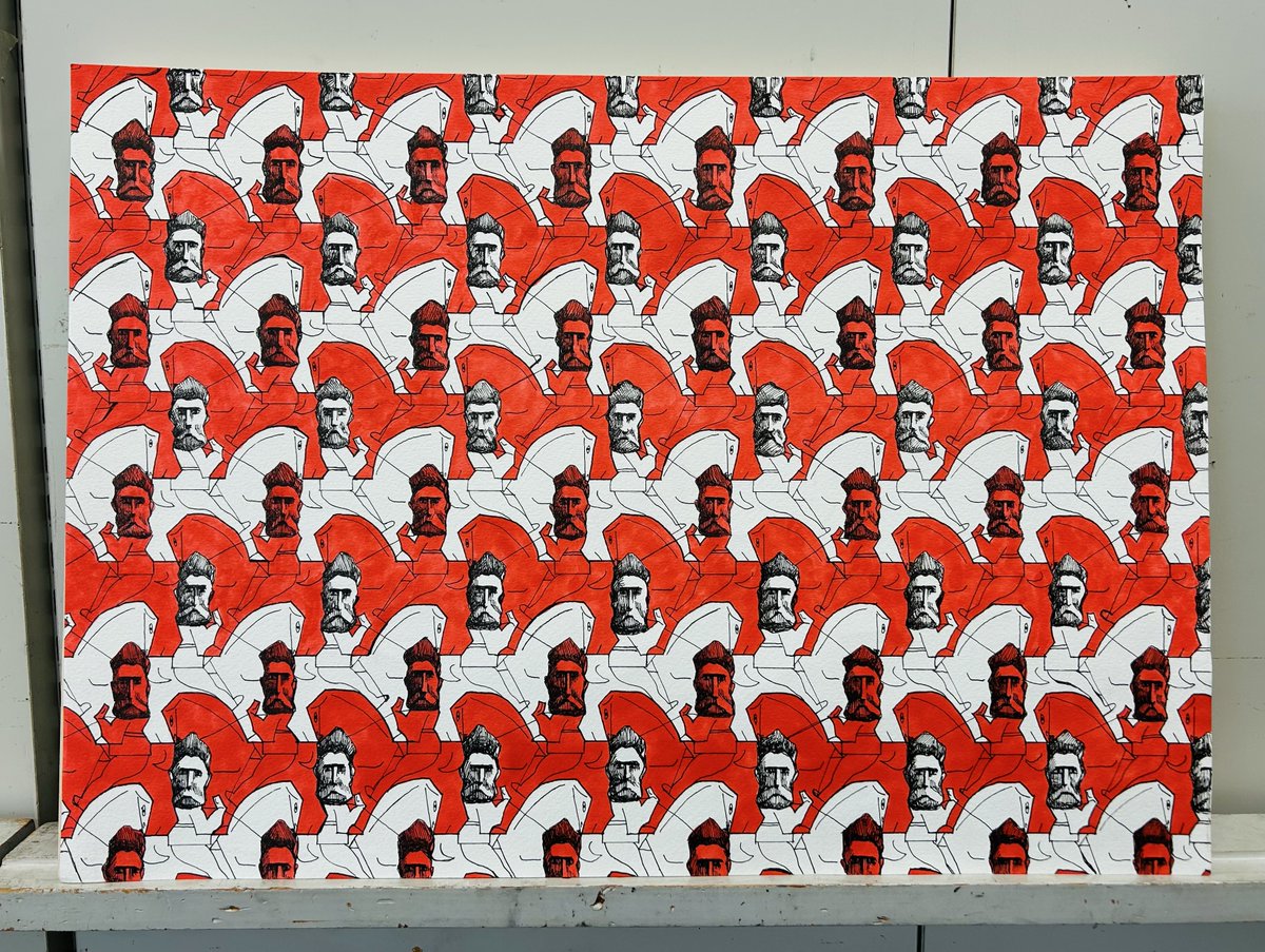 chocochocoGD's tweet image. エッシャー課題❗️
乗馬を楽しむエッシャーを描いた🐎