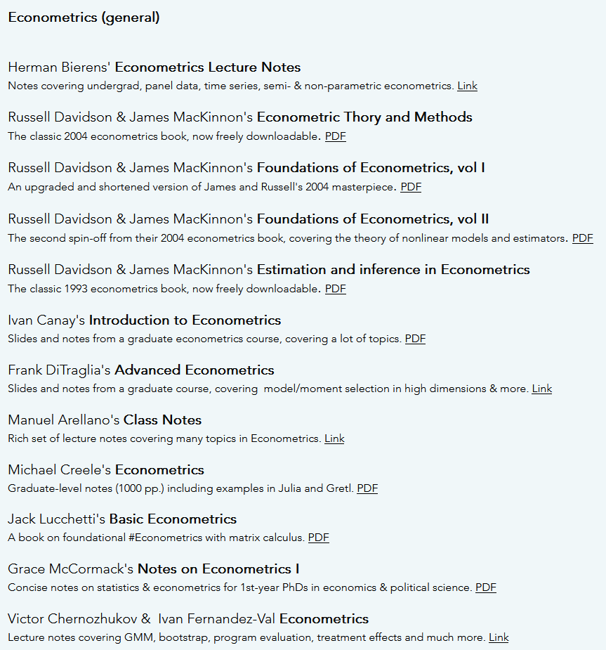 KwekuOA's tweet image. Everything you wanted to know about econometrics but were afraid to ask.

Don&apos;t miss out on this compilation of free econometrics notes: