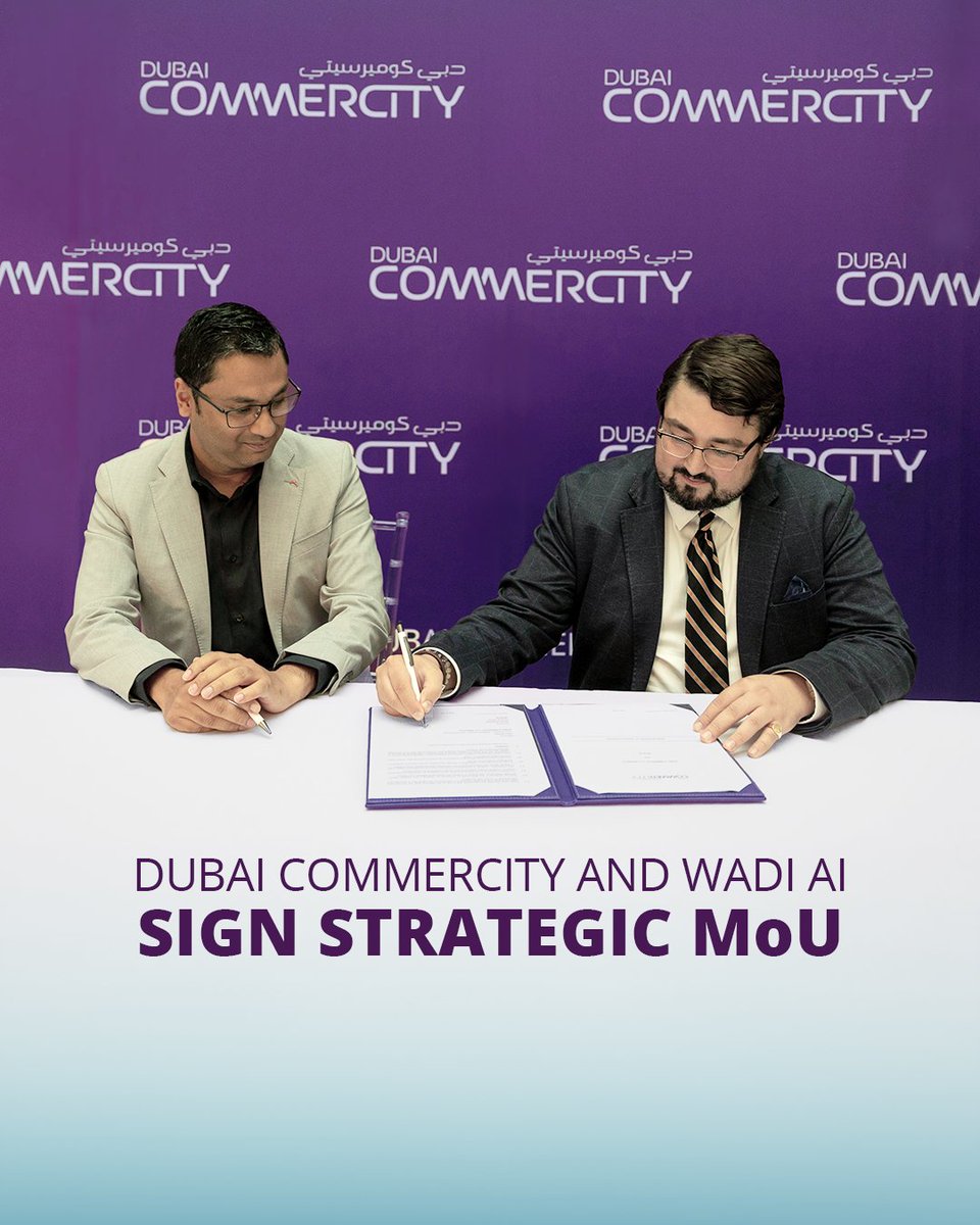 DubaiCommercity's tweet image. #DubaiCommerCity signed an MoU with Wadi AI FZCO during the Gulf Investors &amp;amp; AI Founders Networking Day, establishing a strategic collaboration that combines innovation capabilities, global expertise, and international #networks.