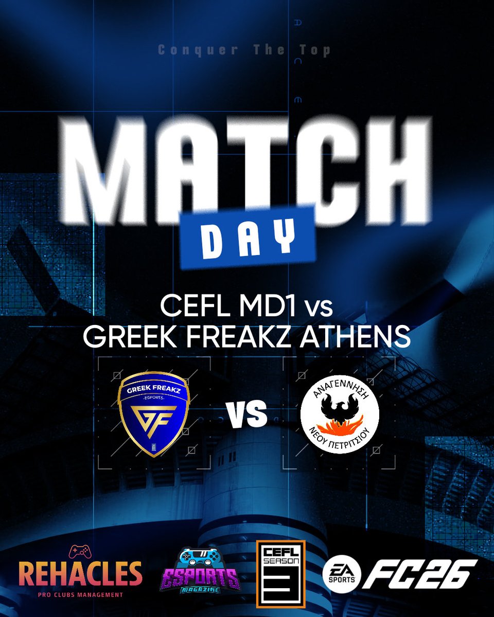 Hellas_eSports's tweet photo. CEFL 2025 – we’re back… whether you like it or not 😁🔥
#CEFL #Anagennisi1928 #ProClubs #GreekStyle #PontusPower #FunOverTrophies https://t.co/kgbfG2I3BQ