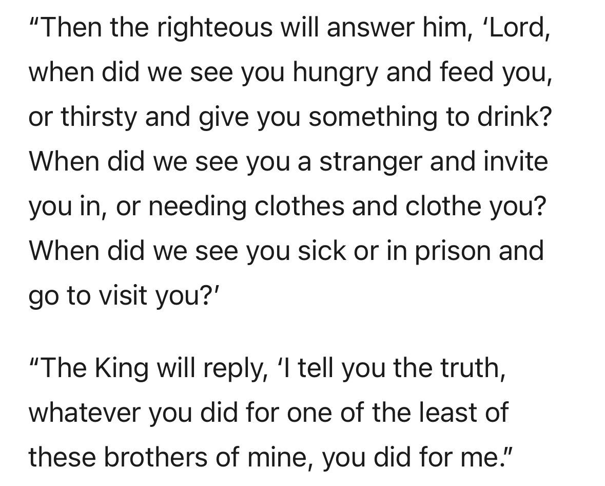 Many Republicans proudly identify as Christians, often prominently in their profiles. As we discuss SNAP's pros and cons and many criticize and stigmatize its beneficiaries, let's recall Matthew 25:31-40, where Jesus urges us to view the hungry with compassion- not contempt. 
🙏🏽
