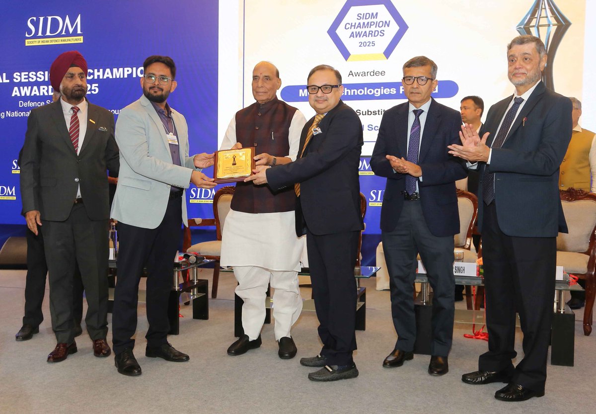Raksha Mantri Shri <a href="/rajnathsingh/">Rajnath Singh</a> addressed the <a href="/SIDMIndia/">Society of Indian Defence Manufacturers</a> Annual Session 2025 in New Delhi, highlighting the success of #OperationSindoor powered by indigenous systems like #Akash &amp; <a href="/BrahMosMissile/">BRAHMOS Missile</a>. He urged the industry to boost R&amp;D, dominate supply chains &amp; raise private sector
