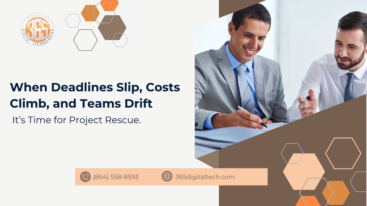 365digitaltech's tweet image. Projects don’t collapse overnight. They drift—one unclear milestone, one missed review, one gap in accountability.
Our Project Rescue approach rebuilds clarity and control before “delayed” becomes “failed.”
#ProjectRescue #PMO #365Digital #Leadership