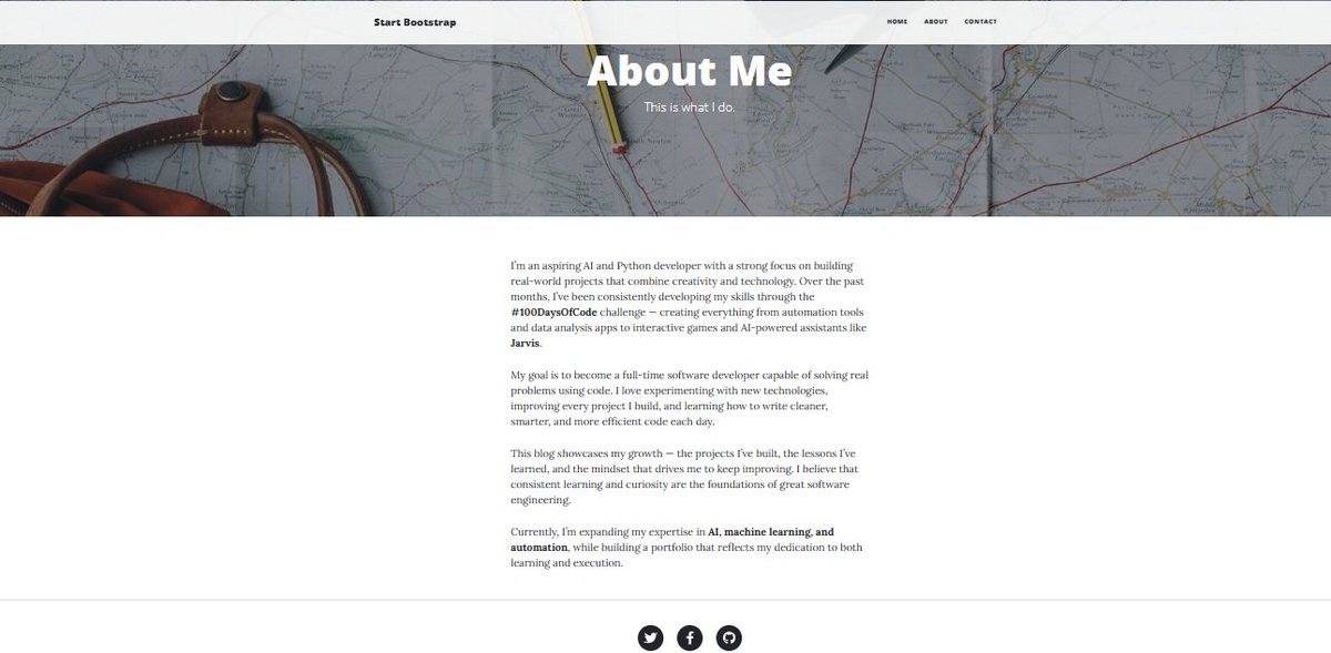 chiragdhawan07's tweet image. Day 59 of #100DaysOfCode
Project: Flask Blog Website📝
Today’s wins:
• Built a complete blog with Flask & Jinja templates
• Added dynamic routing and API-based post loading
• Designed responsive pages with Bootstrap
Code in Day59_BlogWebsite📂
github.com/chiragdhawan07…
#Flask