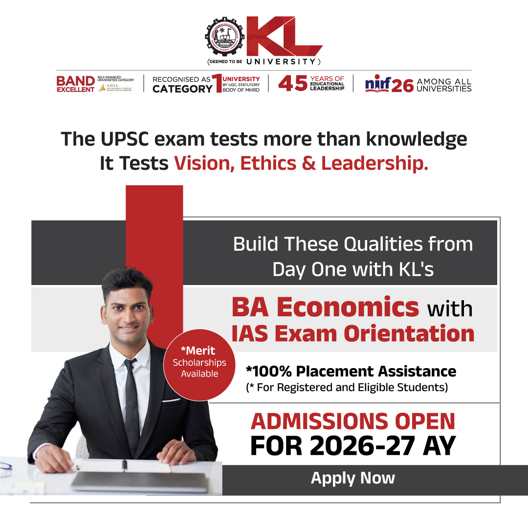 kluniversity's tweet image. Master principles of economics while preparing for India’s top civil service careers with KLU’s integrated BA Economics + IAS program. Build a strong academic base and get expert UPSC coaching to become a future administrative leader
kluniversity.in/admissions-202…
#KLU #BAEconomics