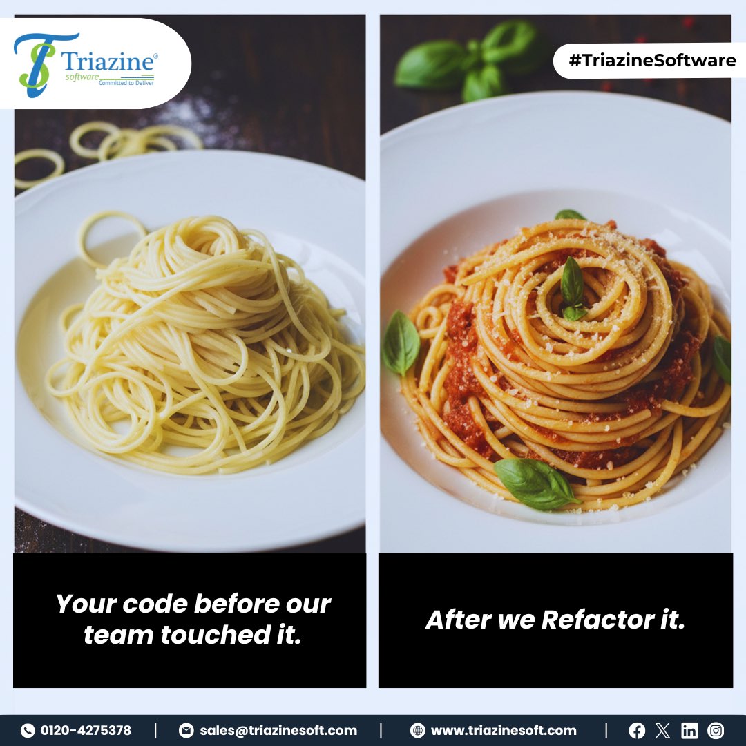 triazinesoft's tweet image. Spaghetti belongs on a plate, not in your code. Let us clean it up so your business runs smooth.
#triazine #triazinesoftware
#triazinesoftwareprivatelimited #tspl #code