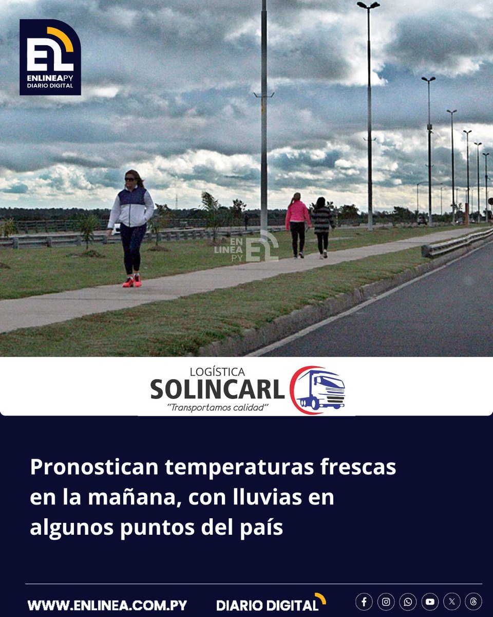 enlinea_py's tweet image. Durante las primeras horas de este lunes, predomina un ambiente fresco acompañado de vientos del sector sureste. En el transcurso de la jornada se prevé un aumento paulatino de las temperaturas, favoreciendo a un ambiente cálido en horas de la tarde, c...
enlinea.com.py/pronostican-te…