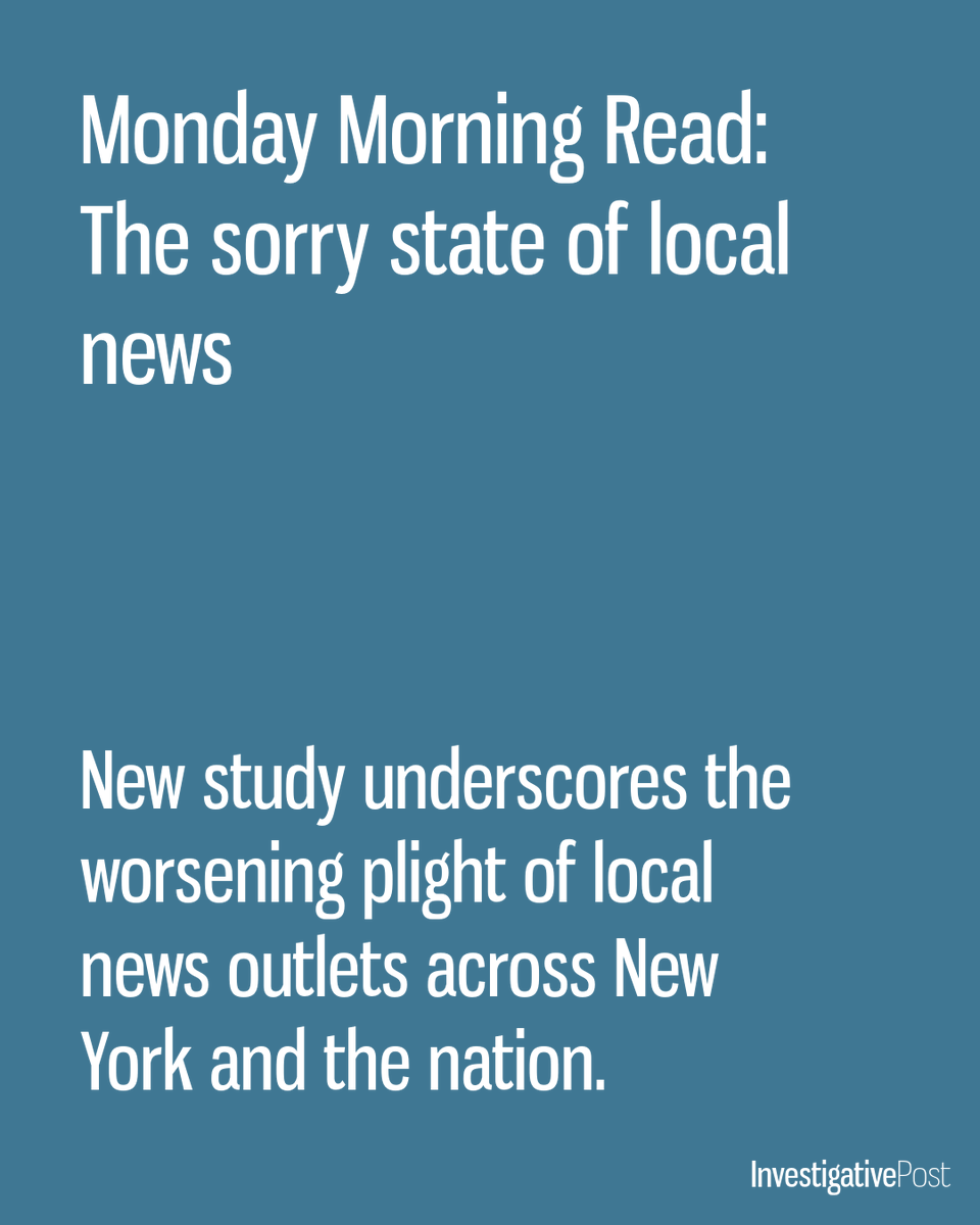 In this week's Monday Morning Read, Editor Jim Heaney takes a look at a new study on the plight of local news.

In New York, 15 counties have only one news outlet to cover their community. Erie County has 20 outlets, with nine part of the same chain.

investigativepost.org/2025/10/27/the…