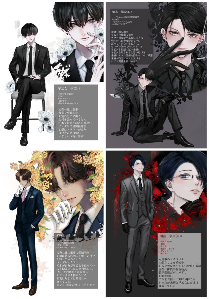 メインで動かしてる4人のキャラ紹介です
#創作BL 