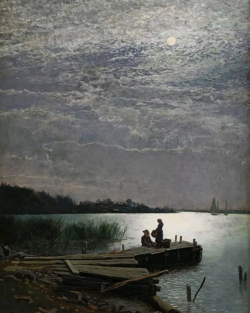 “And yet the light of the moon, like love itself, touches all it sees and asks for nothing in return.”
Khalil Gibran

Oscar Emil Törna - Moonlight Over Coastal Landscape, 1882.