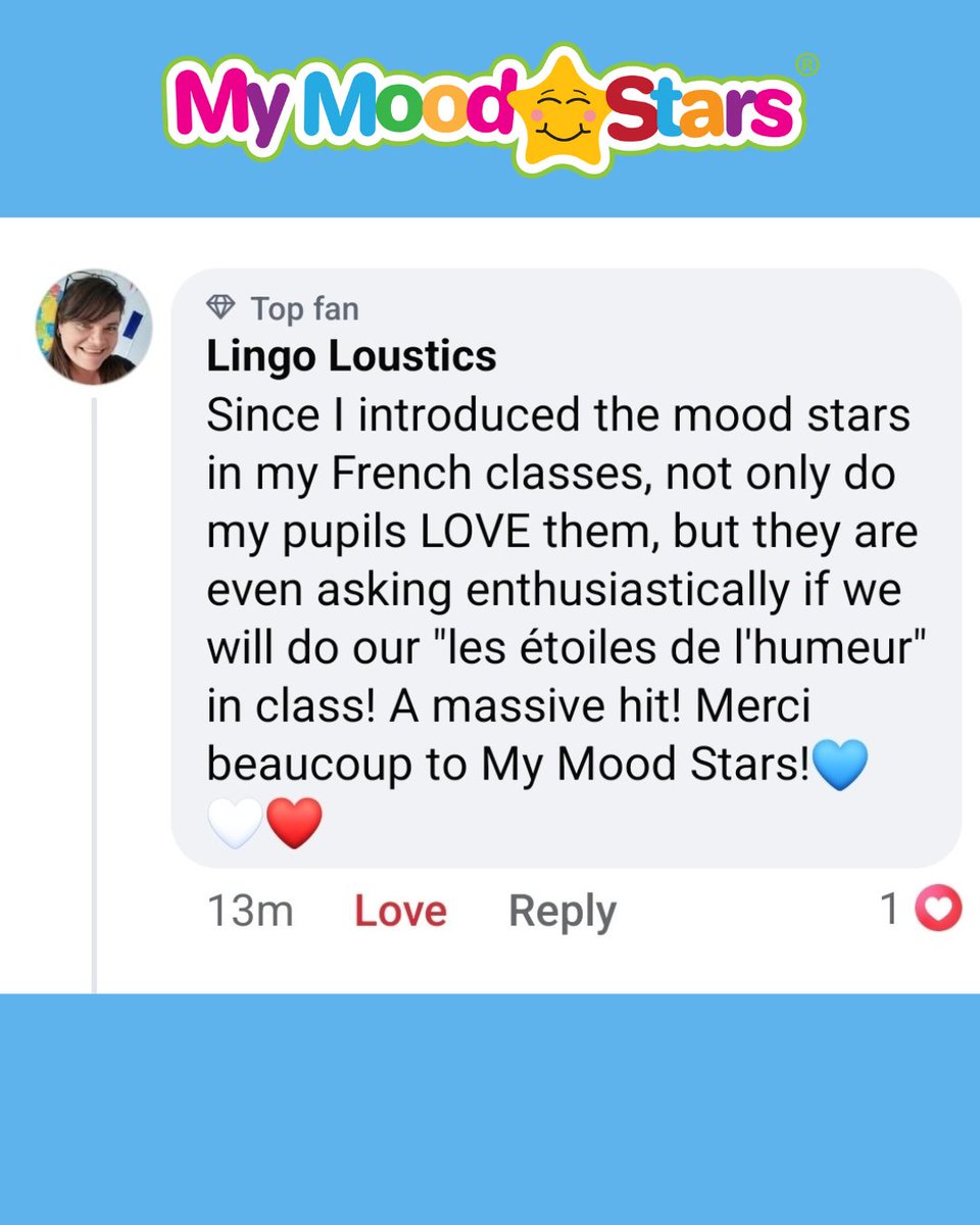 mymoodstars's tweet image. Just in! As you know, I&apos;m incredibly proud of My Mood Stars.  Now they&apos;re teaching French children about emotions and feelings! 
Vive mes étoiles!
#TeachingFrench #Frenchclass #EduBavarder 
mymoodstars.co.uk
