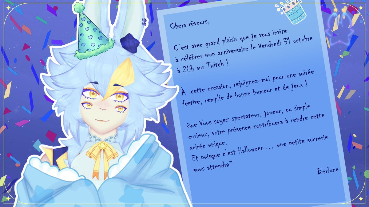 PAS DE PLANNING CETTE SEMAINE, JUSTE UNE DATE À RETENIR ! À VENDREDI !!

🌟 twitch.tv/berlune_ 🌟

【 #vtuber ⭒ #vtuberfr ⭒】