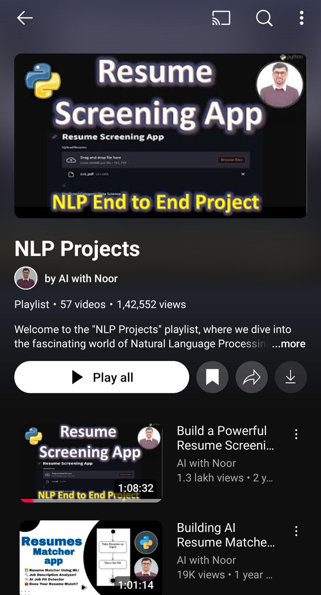 Another great project playlist 😀

30+ NLP Projects.

The playlist contains almost all famous as well as underrated projects On NLP.

Like sentiment Analysis, Recommender system, MCQ generator etc.

Link in comments 😎👇