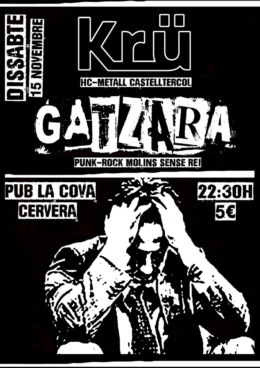 Després del concert de dissabte al CSO La13 de Molins, on vam gaudir d’una gran nit de punk-rock al costat dels nostres amics de Sequera i Eskupe, la properà parada serà a Cervera, compartint escenari amb Krü, uns autèntics jefaz@s del hardcore-metal català