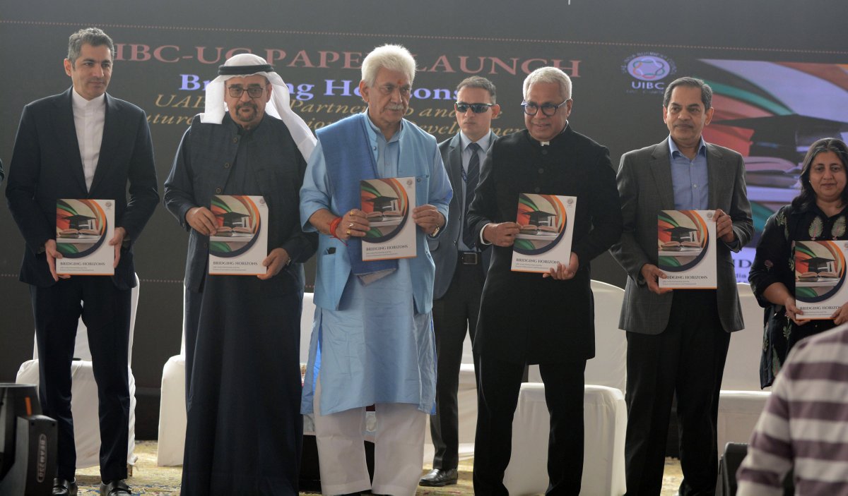Jammu and Kashmir Lieutenant Governor Manoj Sinha, along with Dream Schools project founders Faizal and Shabana, inaugurates the first-ever Dream School at Kothi Bagh Girls Higher Secondary School in Srinagar, on Monday.

Photo: KM / Umar Ganie