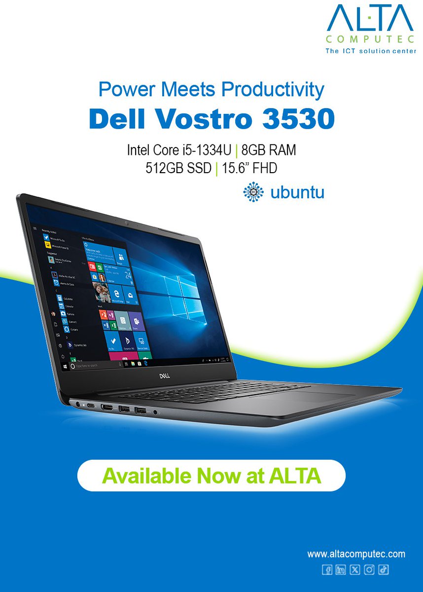 ALTAComputec's tweet image. Power meets performance with the Dell Vostro 3530- built for efficiency, reliability and style. 💻 

#DellVostro #ALTAComputec 
#TechForBusiness #ProductivityBoost