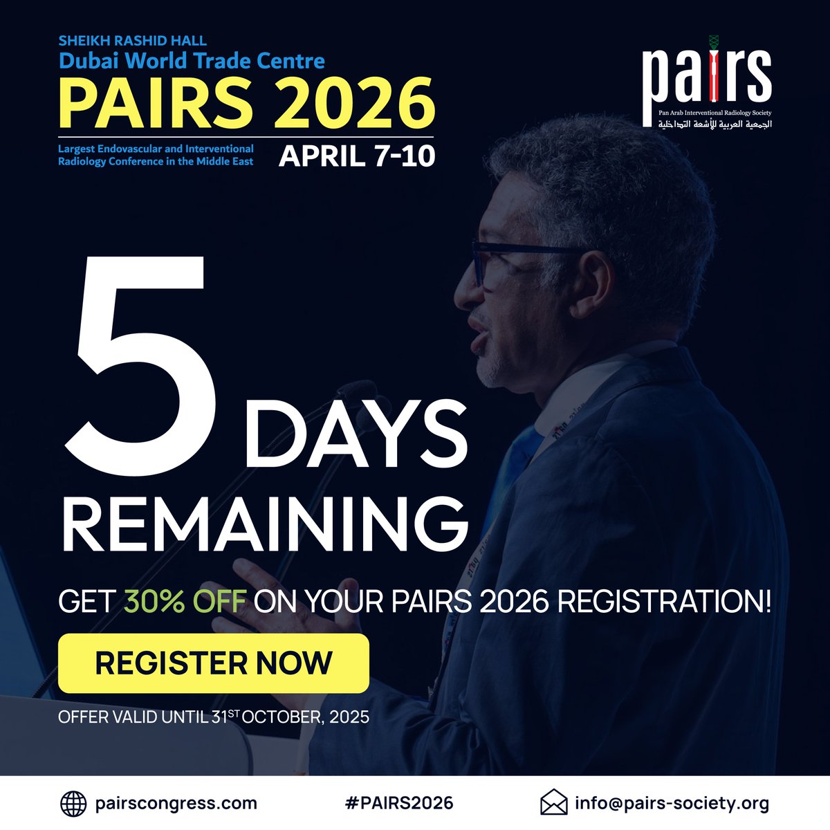 ⏰ Only 5 Days Left! Join global IR experts this April in Dubai for four days of cutting-edge learning, innovation, and collaboration.

🐦 Use code EARLYBIRD30 before checkout.
📅 Offer ends 31 October 2025

🔗 Register now: pairscongress.com/register/

#PAIRS2026 #EarlyBirdOffer