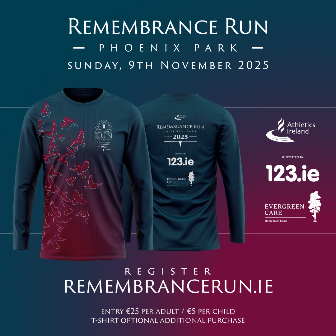 This year’s official Remembrance Run 5K Long Sleeve Eco-Friendly T-Shirt is here 💜

Crafted from eco-friendly materials, it’s perfect for your walk, jog, or run and a lasting keepsake to remember the day🌿

Add yours during registration

📅 Sun 9th Nov
remembrancerun.ie