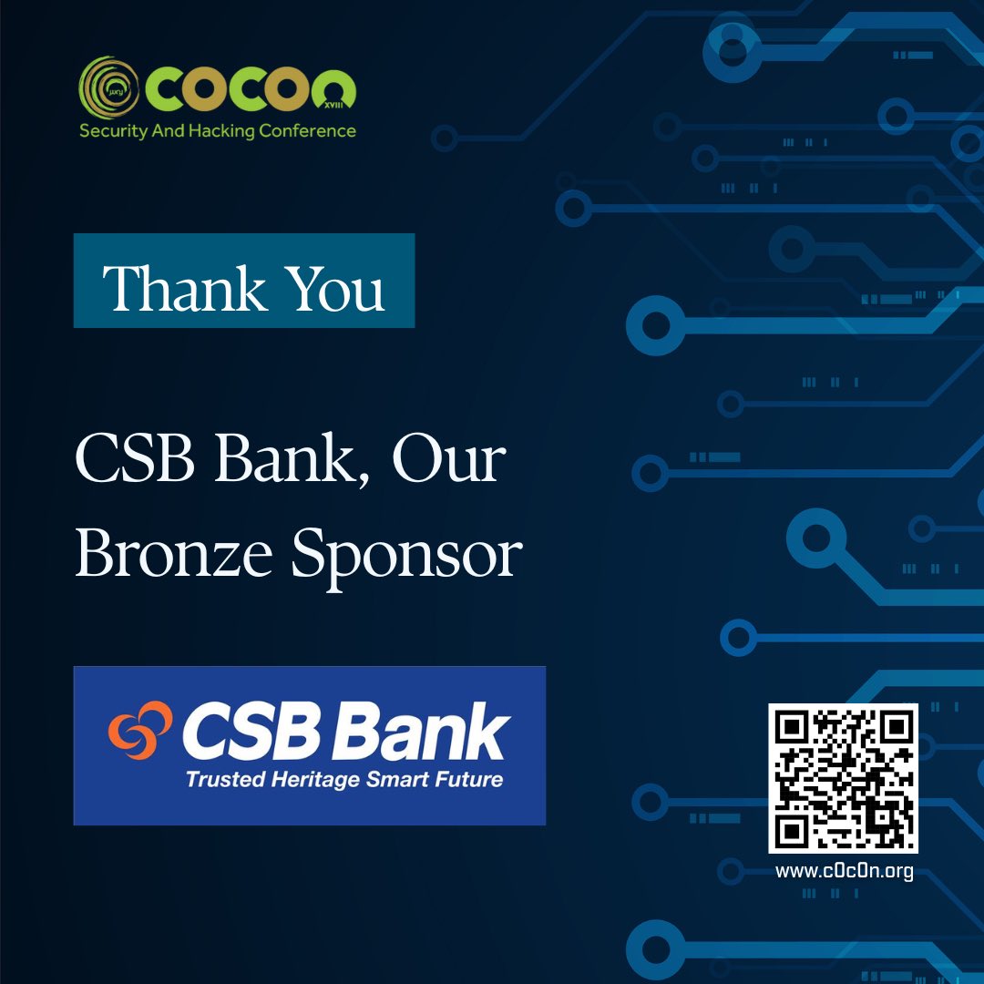 Thank You, CSB Bank!
We extend our gratitude to CSB Bank for being the Bronze Sponsor of #c0c0n2025. c0c0n.org