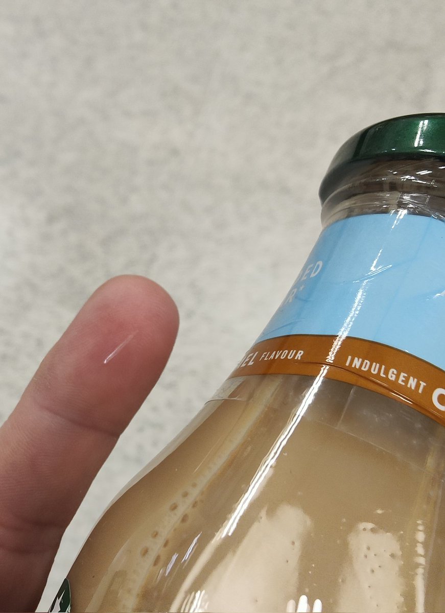 Alcedema's tweet photo. @IcelandFoods I don't know what they do to the Starbucks frappuccinos in your Norwich St Stevens branch but every time I go in there most of their safety lids have popped, lids damaged and leaking and even found glass shard on one. This is every visit! https://t.co/kVPqE1kZyv