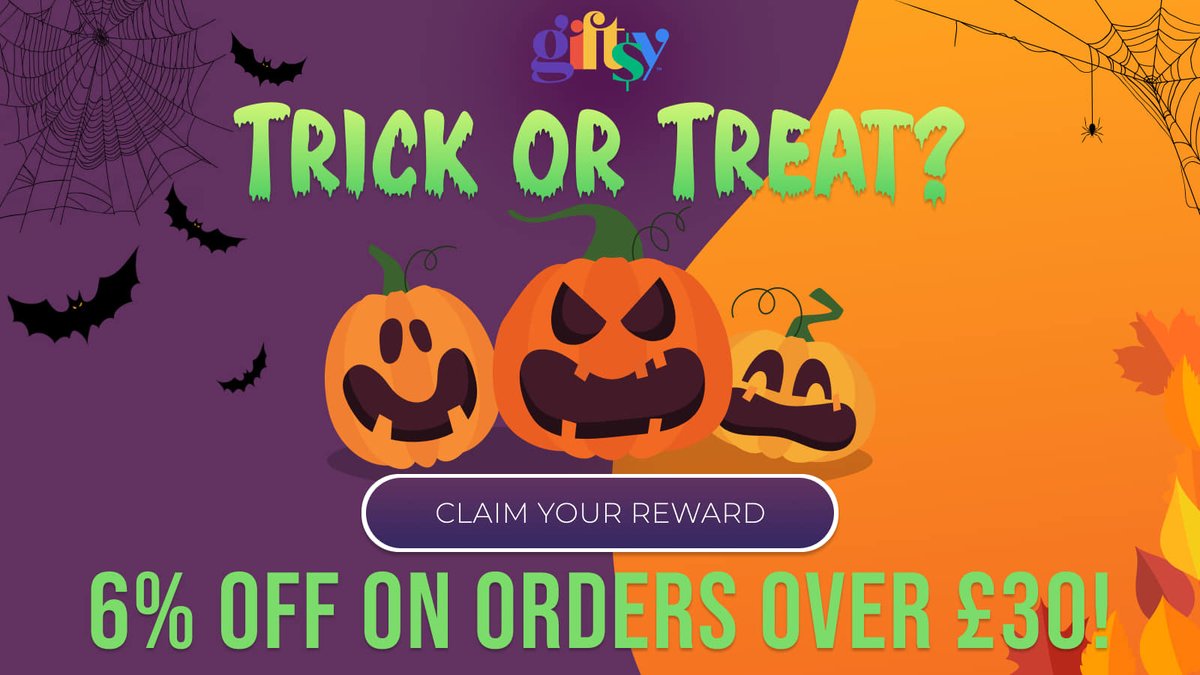 🎃 Halloween Sale – UK only!
Get 6% off on orders over £30 
🦇Use the code: HALLOWEENUK
🧹Check all gift cards: giftsy.com/en/sales?a_aid…
Valid until 31 Oct.