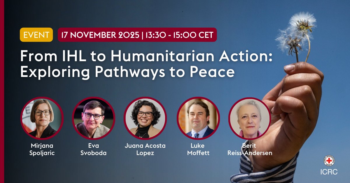ICRC_LawPolicy's tweet photo. 🕊Meet the panelists for the “IHL, Humanitarian Action and Peace” event.

This multidisciplinary panel brings diverse expertise to reflect on how #IHL and humanitarian action connect to peace.

Join the conversation → https://t.co/dCgKrCwuKg
#Peacebuilding #HumanitarianAction https://t.co/e0NDJPbJbe