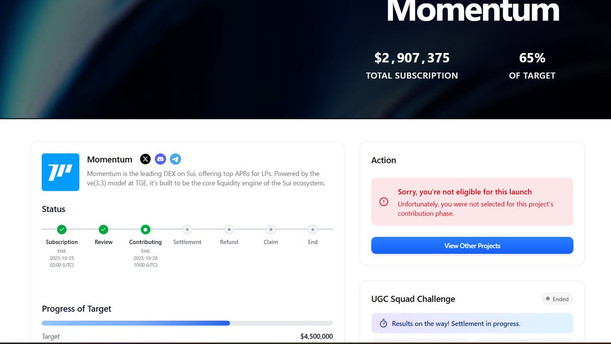 check your position on <a href="/MMTFinance/">MomentumⓂ️Ⓜ️T</a> ~ Check ur Acc (Win or Not)🚀🚀

🔹Official Checker Link: buidlpad.com/projects/momen…

Drop ur Screenshot 👇