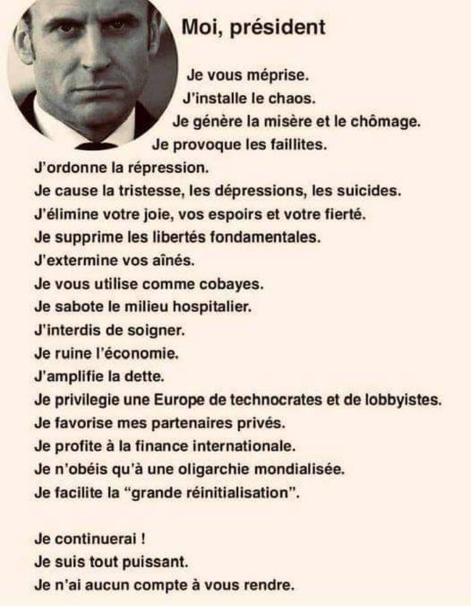 Cette image date de septembre 2021 … Elle est toujours d’actualité … en PIRE ! #MacronDémission #MacronDestitution