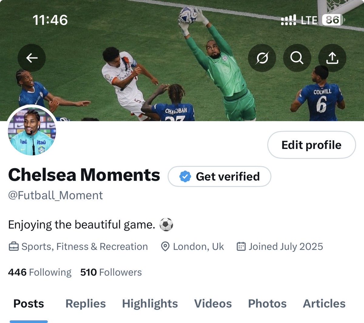 Guys if you fw with this user, kindly connect with <a href="/Futball_Moment/">Chelsea Moments</a> 

We gonna be there someday. I'll connect back with y'all. Kindly repost as well. 🤍