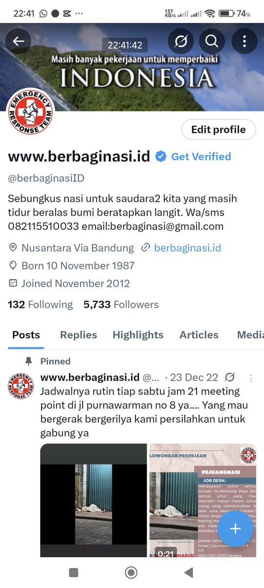 Menuju 13 tahun and still counting dan akan selalu istiqomah.. Sesuai ma QS al-maun 1-3 karena kita tidak mau di cap sbg pendusta agama..

Teruslah bekerja u/ mengabdi sebagai bukti penghambaan diri, krn kita hanya bisa berharap u/ selalu diberikan jalan yg Lurus.. 

 <a href="/0tk0il/">ØTöNGKØiL</a>